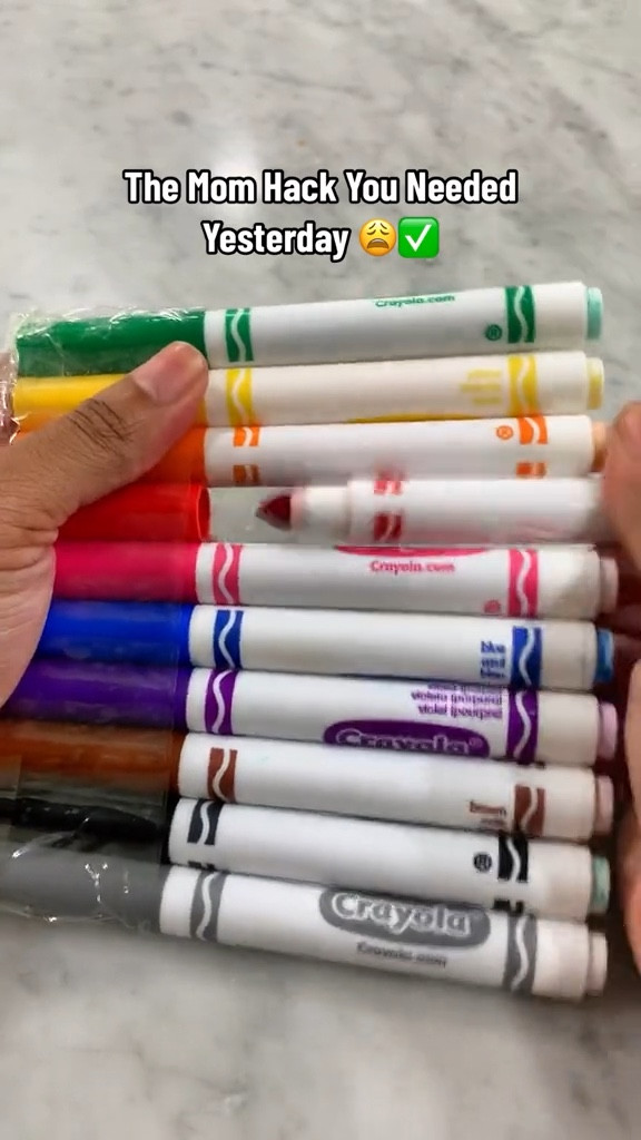 No more lost tops and dried out markers!😅 For the parents with young kids, this mom hack has kept my kid's marker set in tact for over a year✅ 🤯 #hacks #lifehacks #momhacks #momlife #momtok #family #lifetips 

#LTKhome #LTKkids #LTKfamily