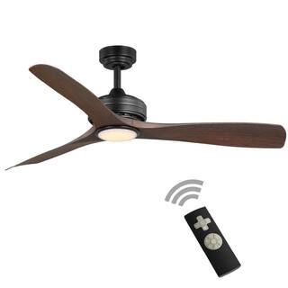 Home Decorators Collection Bayshire 52 in. LED Indoor/Outdoor Matte Black Ceiling Fan with Remote... | The Home Depot