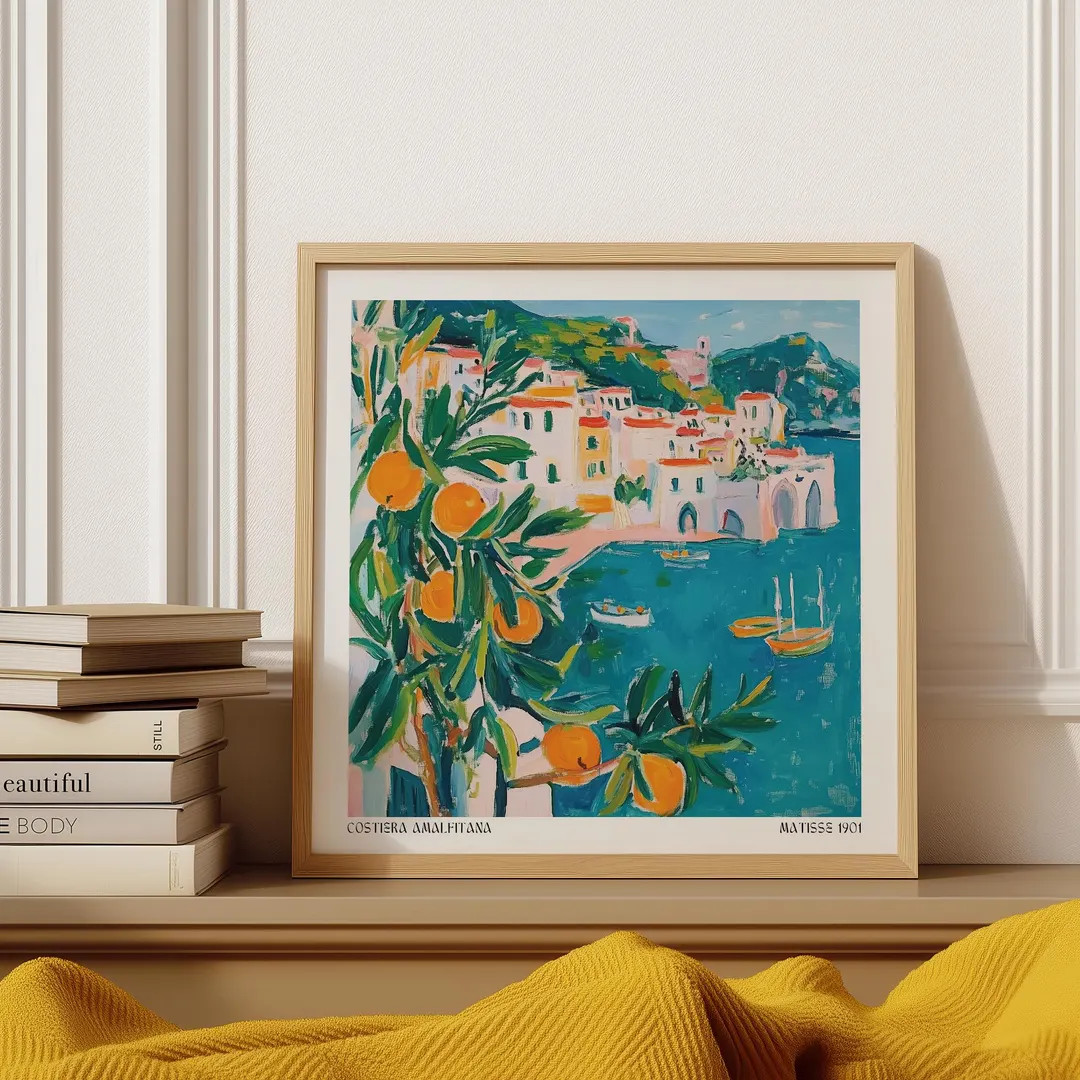 Amalfi Coast Matisse Print | Italian Riviera Wall Art Mediterranean Impressionist Poster for Home... | Etsy (US)