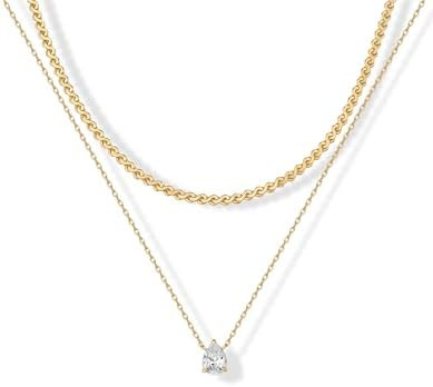 PAVOI 14K Gold Plated Twisted Singapore Chain Layering Choker with Round Solitaire and Serpentine... | Amazon (US)