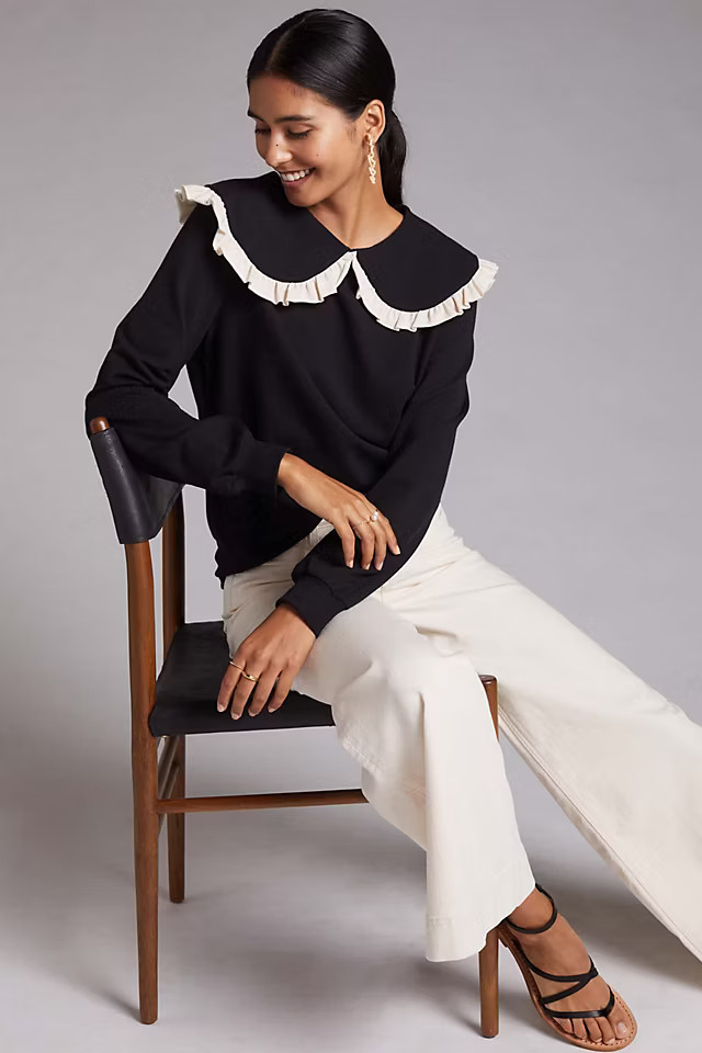Collared Ruffle Sweatshirt | Anthropologie (US)