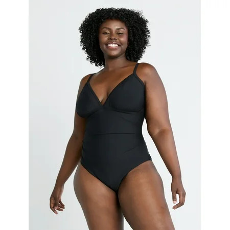 Time and Tru Women’s and Women’s Plus Mesh Inset One Piece Swimsuit, Sizes XS-3X | Walmart (US)