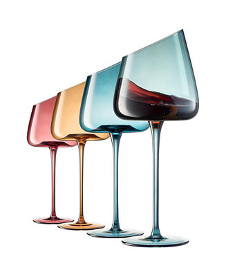Khen Slanted Stemmed Wine Glasses, Set of 4 | Macy's