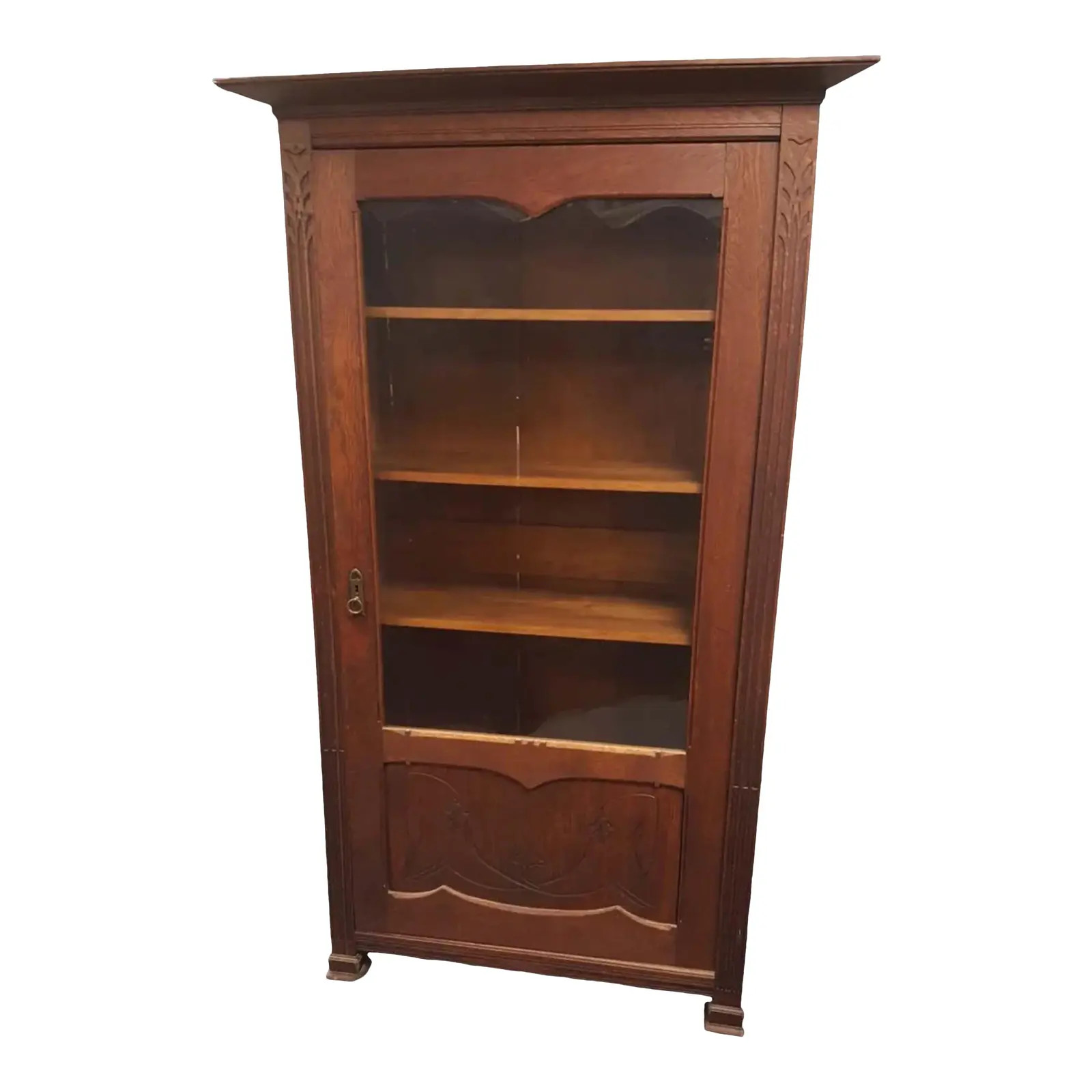 1930s Arts and Crafts Glass Front Cabinet | Chairish