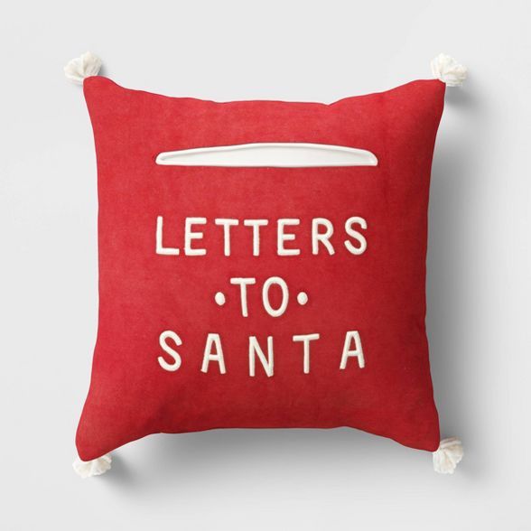 Christmas Letters To Santa Square Throw Pillow Red - Threshold™ | Target