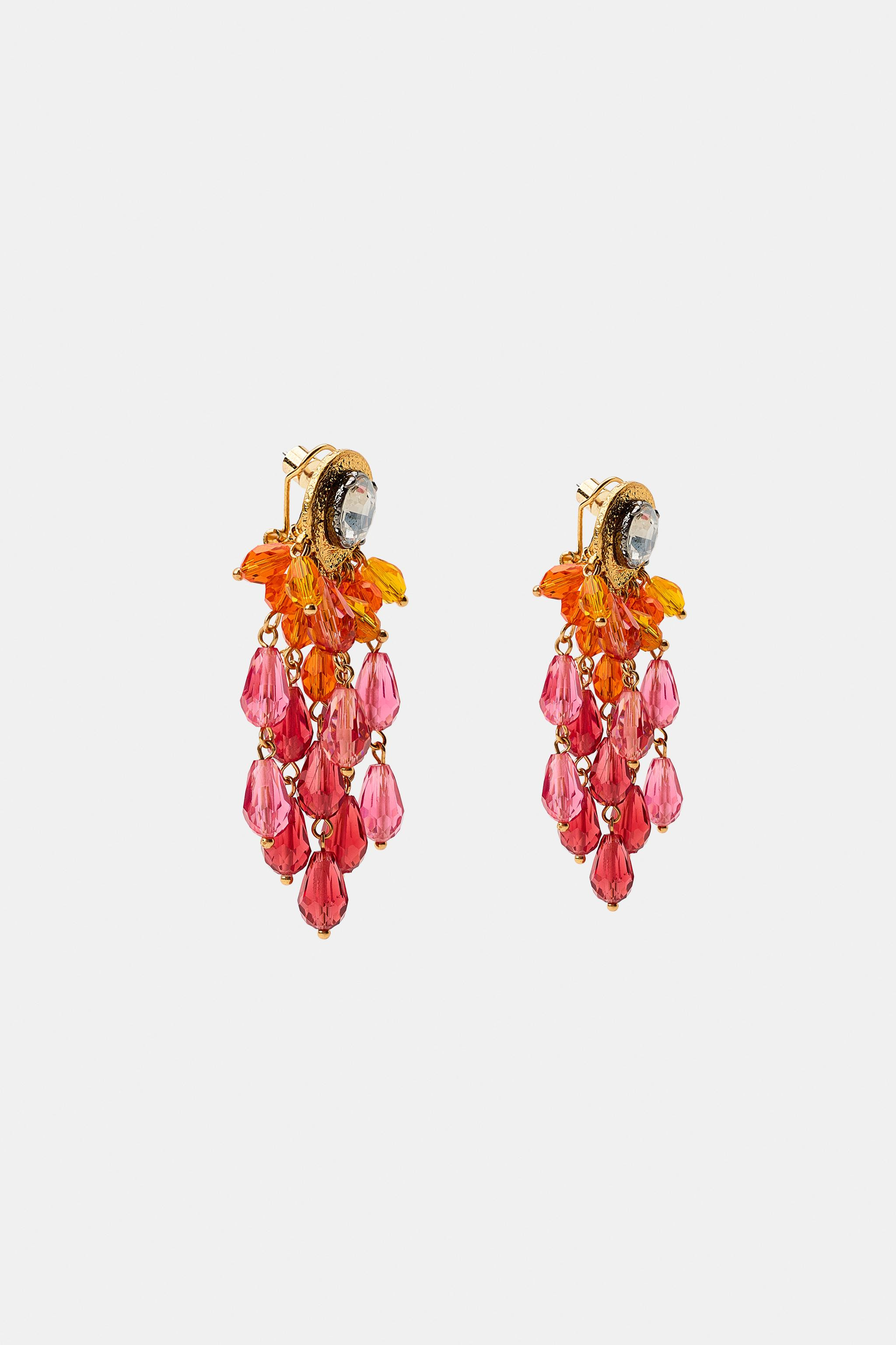 BEADED CASCADING JEWEL EARRINGS | Zara UK