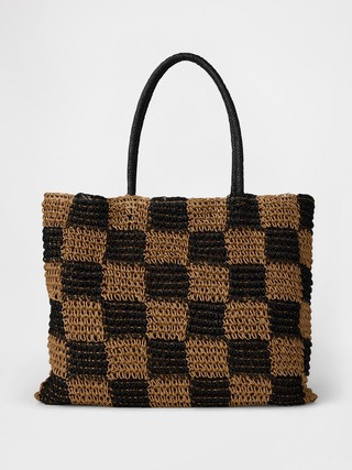 Gingham Straw Tote Bag | Gap (US)