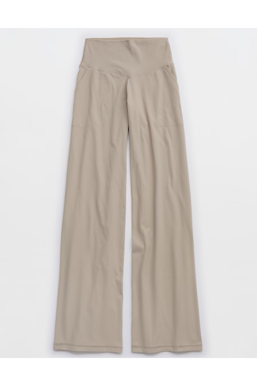 OFFLINE By Aerie Real Me XTRA High Waisted Ribbed Trouser Women's Stone Harbor L Long | Aerie