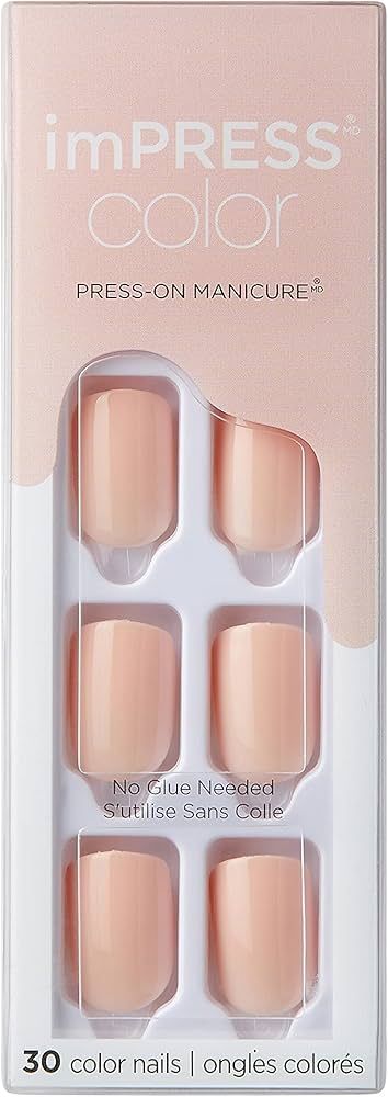 KISS imPRESS Color Press-On Nails, Gel Nail Kit, PureFit Technology, Short Length, “Peevish Pin... | Amazon (US)