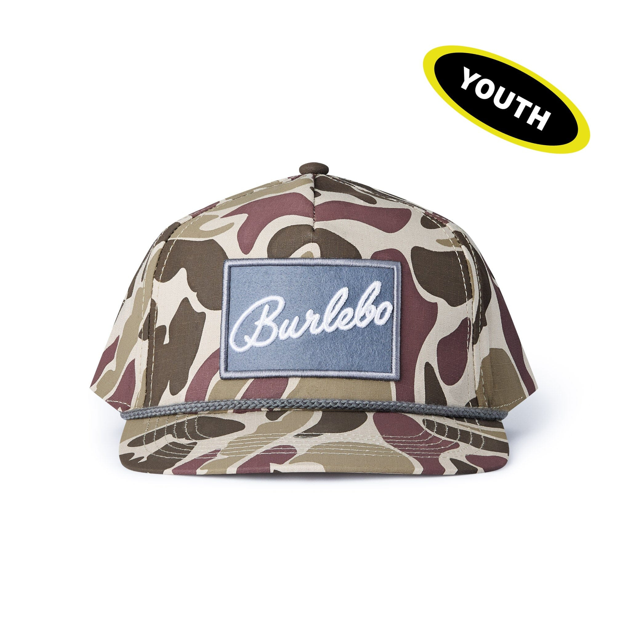 Youth Grey Patch Cap | Camo Snapback | BURLEBO | BURLEBO