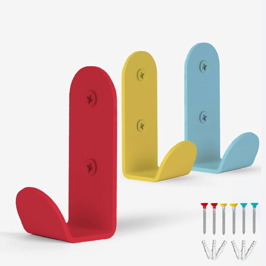 Stylish Kids Colorful Heavy Duty Metal Wall Hooks (Set of 3) : Decorative Modern Hooks in 3 Chic ... | Amazon (US)