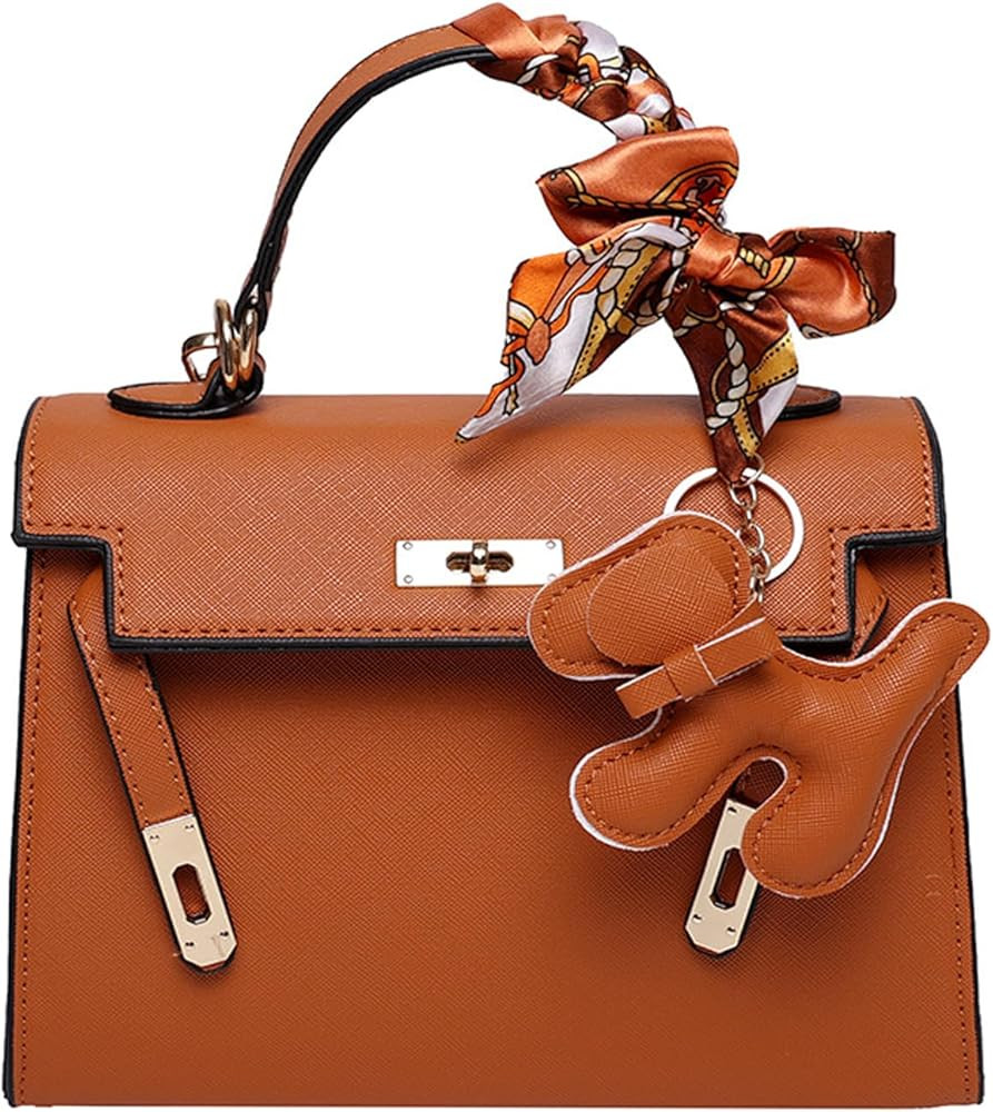 Women'sLeather Top Handle Fashion Designer Ribbon Handbags Crossbody Bags | Amazon (US)