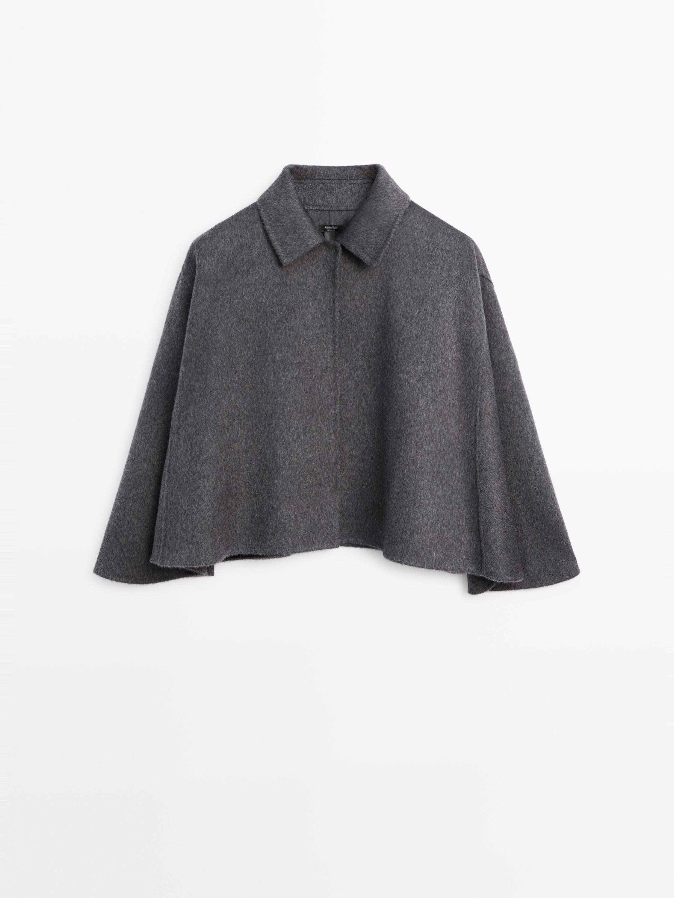 Wool blend cape with shirt collar | Massimo Dutti UK