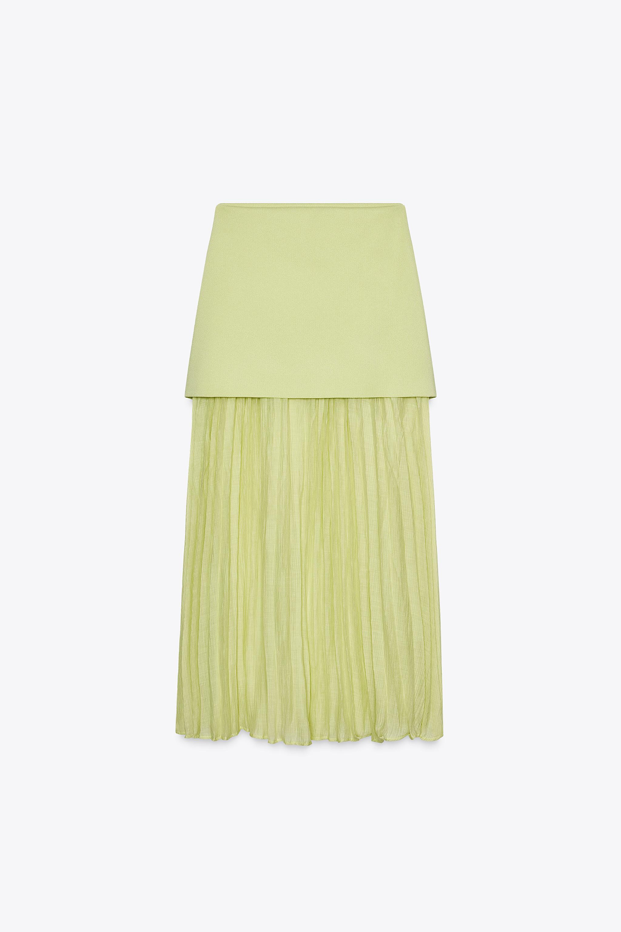 MIXED PLEATED KNIT SKIRT | Zara US