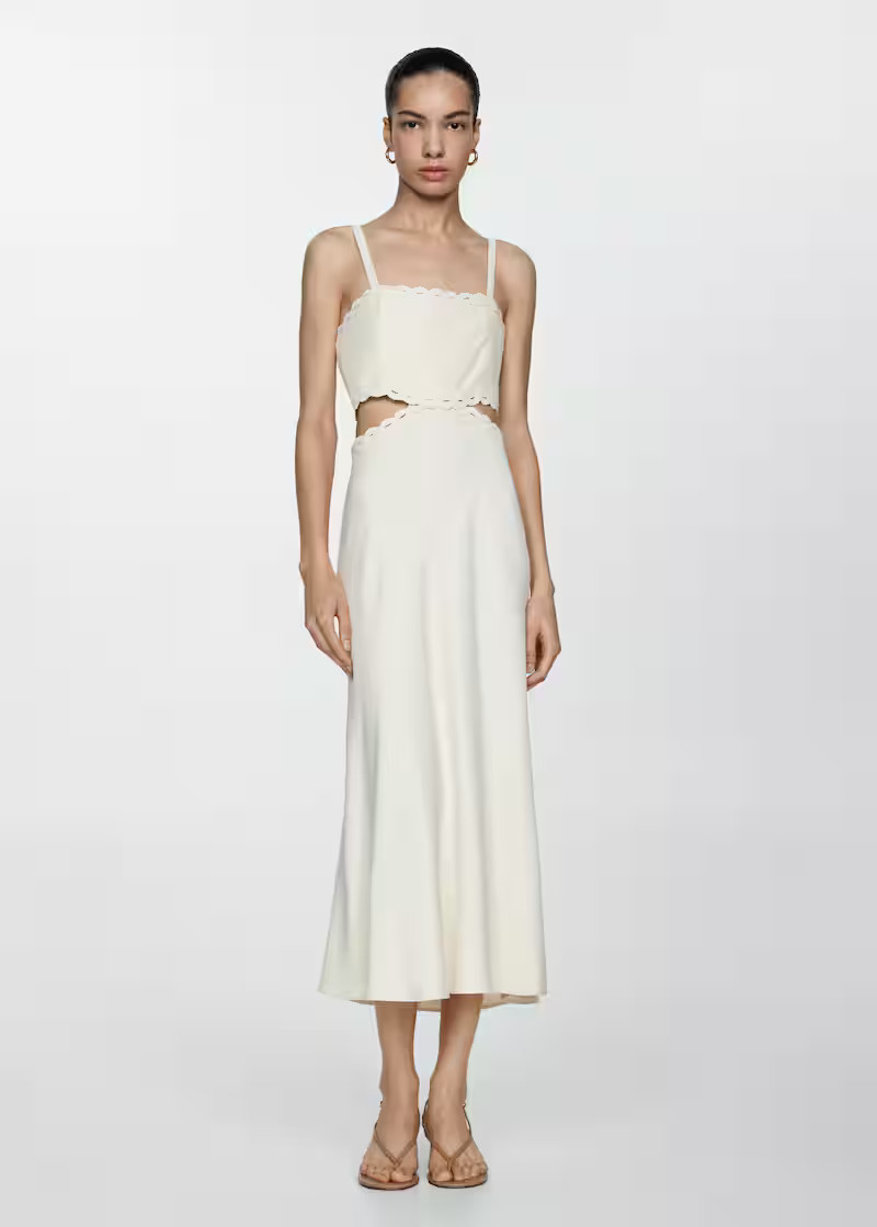 Slit dress with lace detail -  Women | Mango USA | MANGO (US)