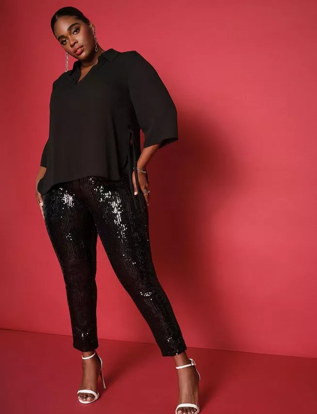 Miracle Flawless Legging with Sequin Front - Black | Eloquii