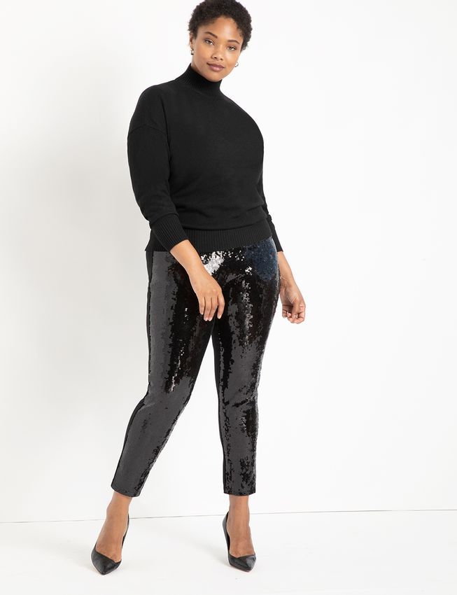 Miracle Flawless Legging with Sequin Front - Black | Eloquii