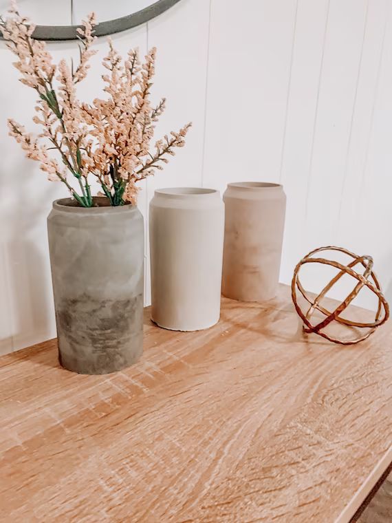 Minimalist Concrete Vase | Concrete Home Decor | Natural Vase | Indoor Vase | Cement Vase | Tooth... | Etsy (US)