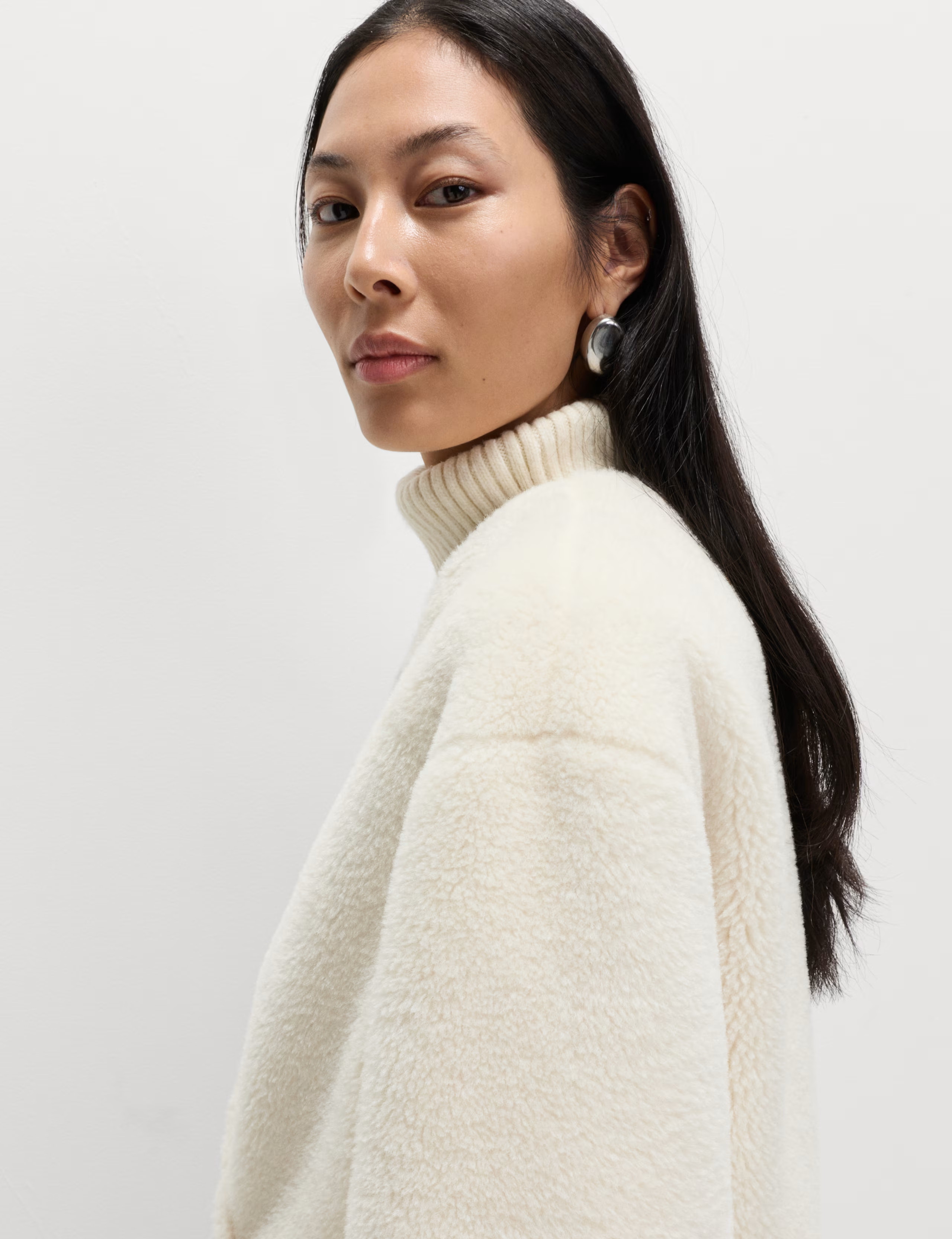 Borg Collarless Double Breasted Longline Coat | Marks & Spencer (UK)