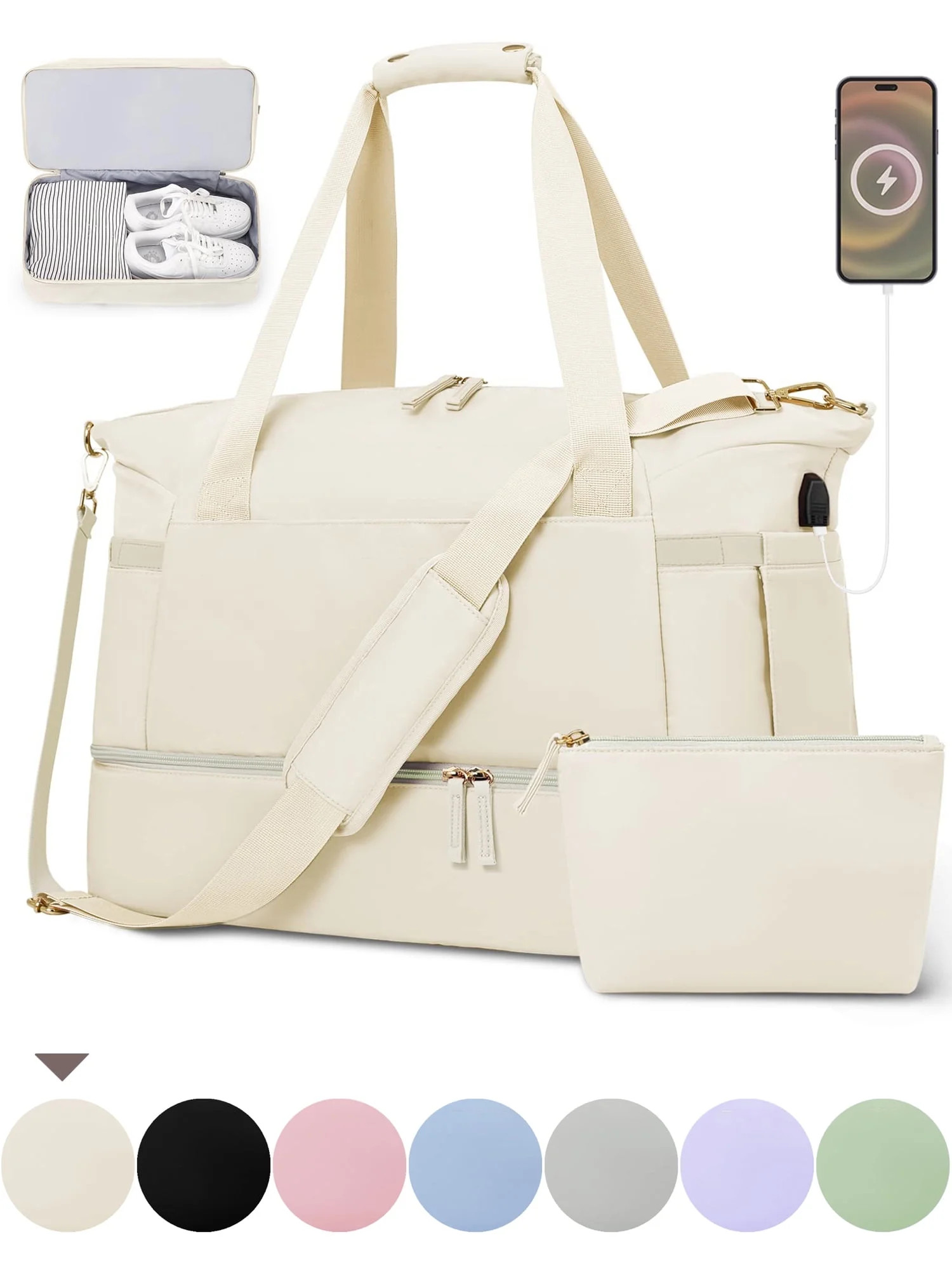 DAKIMOE Travel Duffel Bag for Women, Gym Bag with USB Charging Port, Large Weekender Overnight Ba... | Walmart (US)