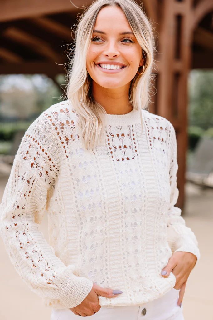 Judge For Yourself Ivory White Loose Knit Sweater | The Mint Julep Boutique