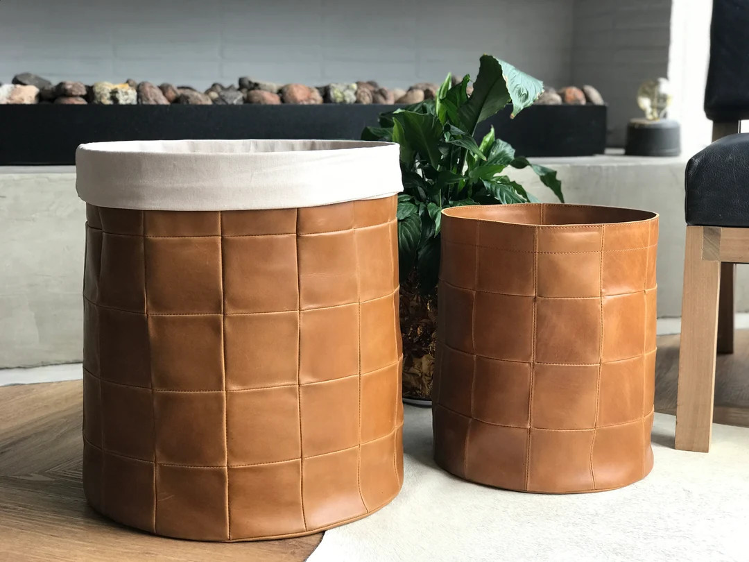 Leather Storage Bin Storage Basket Living Room Decoration - Etsy | Etsy (US)