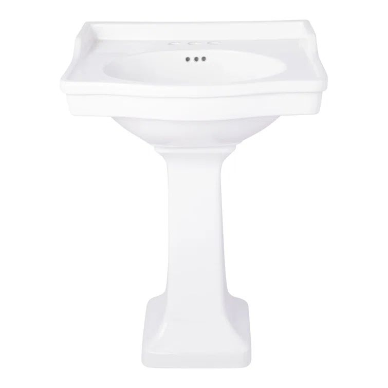 24" Cierra Porcelain Pedestal Bathroom Sink with Overflow | Wayfair North America