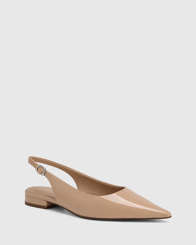 Mera New Flesh Patent Leather Slingback Flat | Wittner