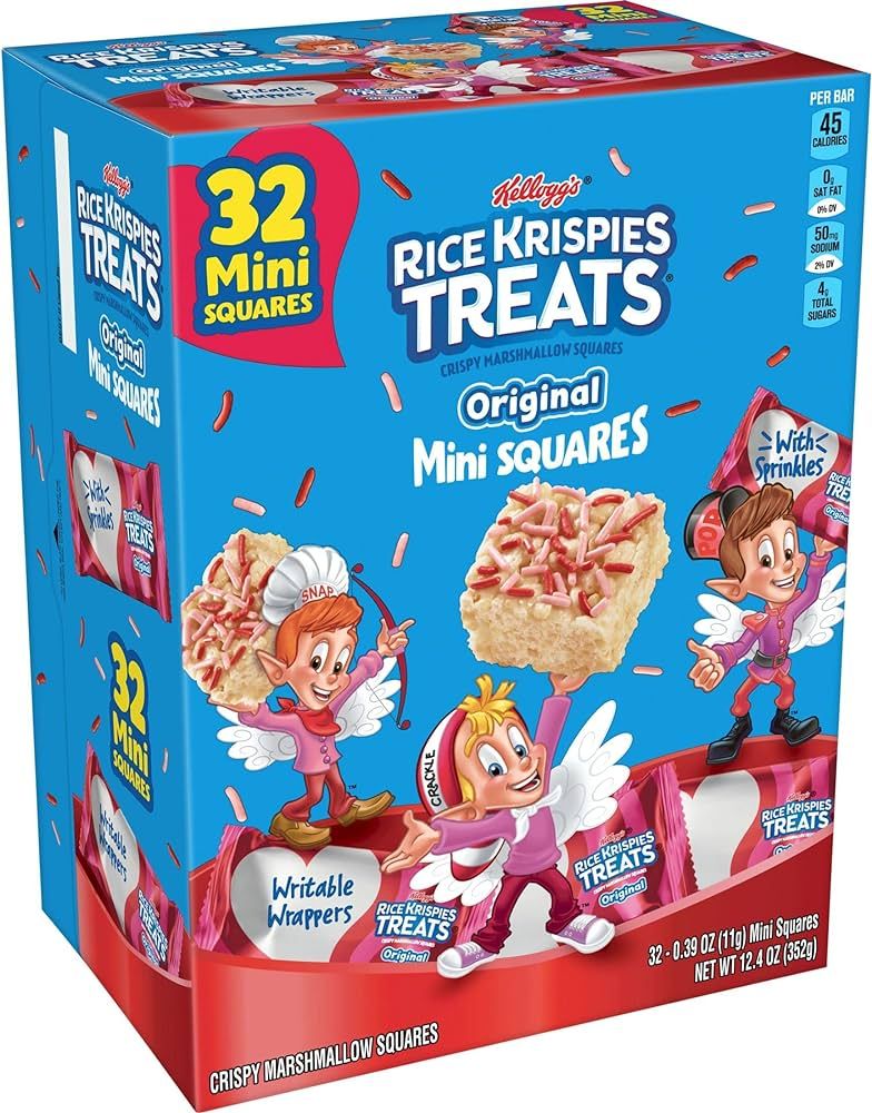 Amazon.com: Rice Krispies Treats Mini Marshmallow Snack Bars, Valentine's Day Treats, Kids Snacks... | Amazon (US)