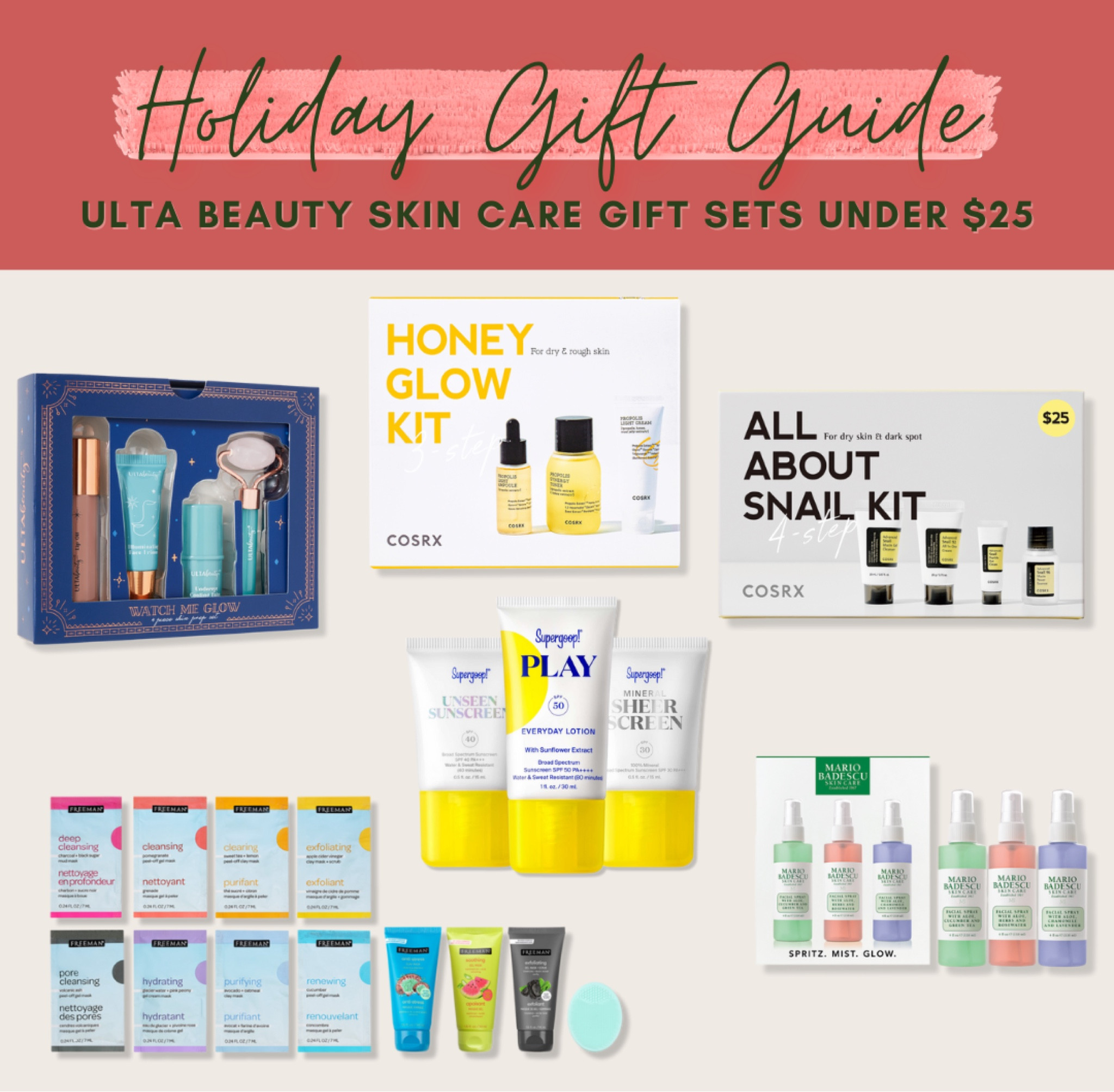 Ulta Beauty skincare gifts under $25!

Gift guide, beauty favorites, makeup, skincare, hair care, lip care, holiday season 

#LTKunder50 #LTKbeauty #LTKSeasonal