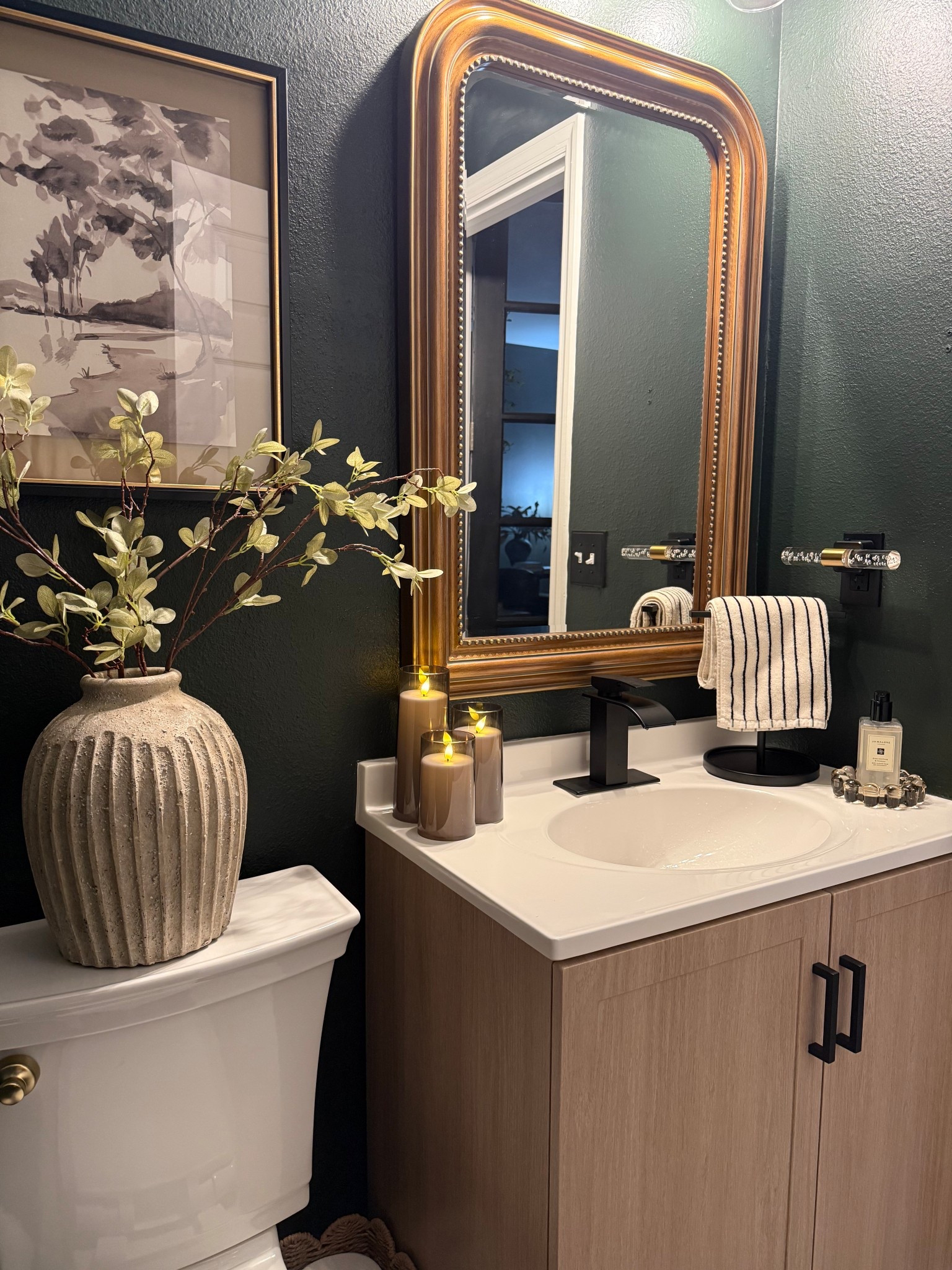 Powder bath favorite finds.. love this affordable vanity! 

Powder bath, moody bathroom, guest bathroom, bathroom finds, Amazon home finds, oak vanity, bathroom vanity 

#LTKSaleAlert #LTKHome