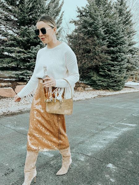 Holiday party outfit inspo
Wearing size small
Favorite fringe sweater 

#LTKstyletip #LTKHoliday