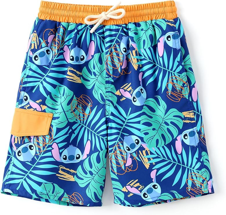 Disney Stitch Boys Swim Trunks with UPF 50+ Sun Protection, Quick-Dry Fabric, and Pocket | Amazon (US)