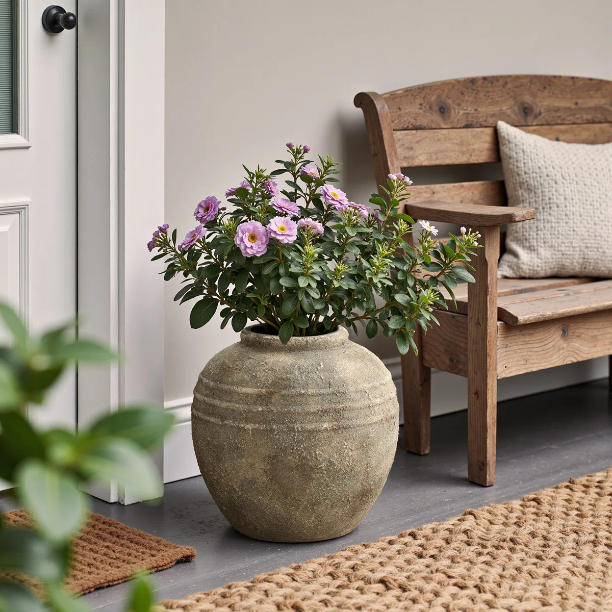 Weathered Terracotta with Textured Ridges Round Vase, Vintage Decor Accent | Wayfair North America