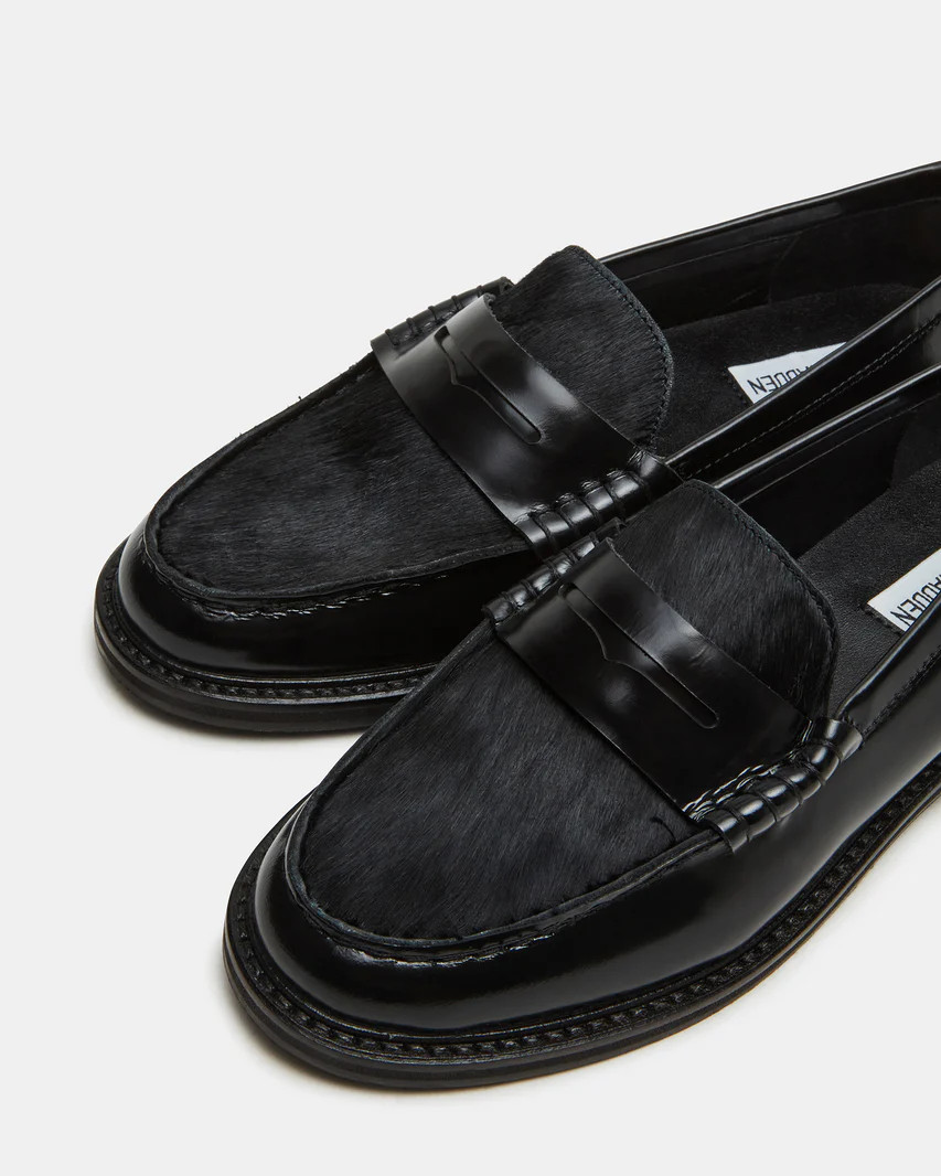 MADISON Black/Black Penny Loafer | Women's Loafers | Steve Madden (US)