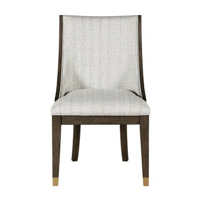 2 Piece Armchair Collection, Brown And Gold Design, Beige Fabric Upholstery, Wood Dining Chairs, 25.5" Width, 36.5" Height Modern Armchairs Of 2, Fini | Wayfair North America