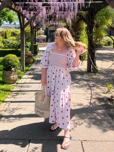 A favorite spring dress! I have it in multiple colors. Runs tts. Has pockets. I don’t wear a bra, the smocking is tight enough to support me. Sandals run tts. 

#LTKstyletip #LTKSeasonal #LTKtravel