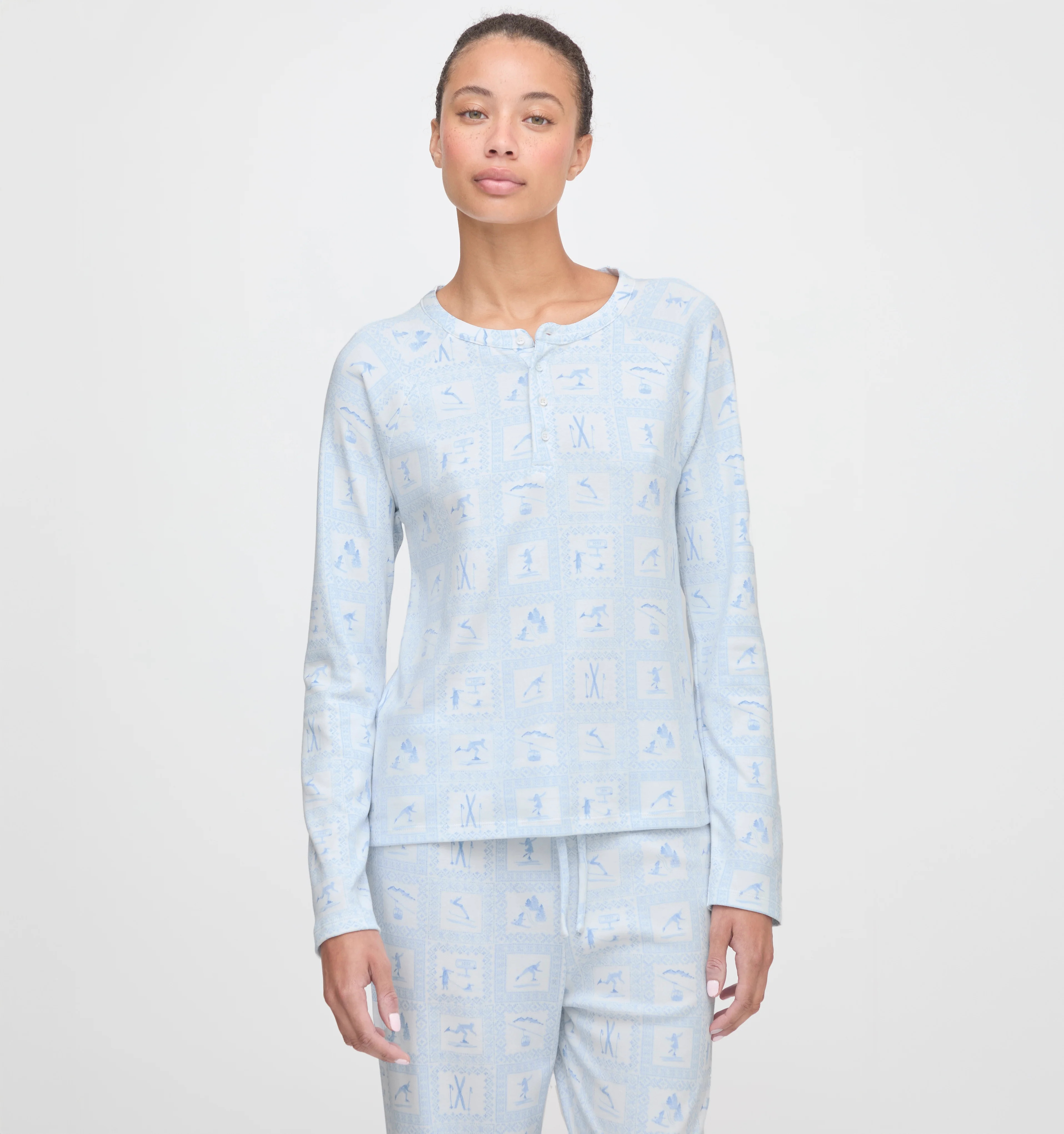 The Olivia Pant Pajama Set | Blue Skiers Toile / XXS | 100% Cotton | Hill House Home | Hill House Home US