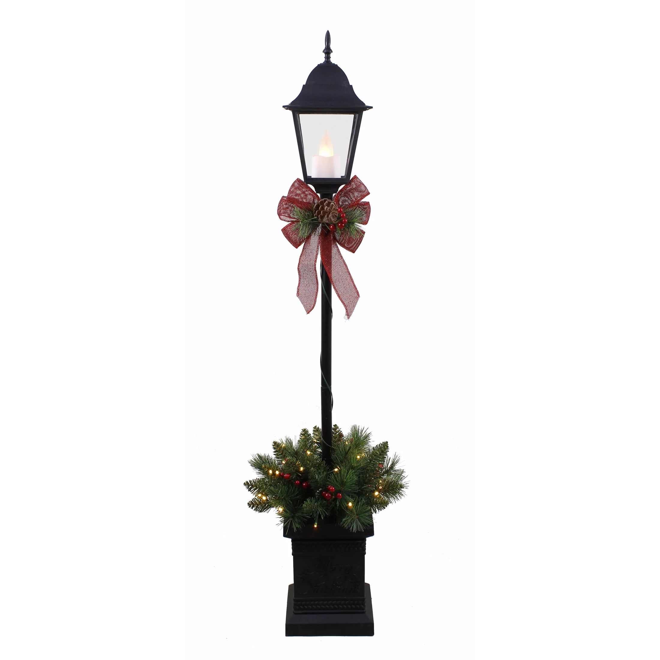 Holiday Time 4-foot Pre-Lit Christmas Lamp Post, with 25 Warm White LED Lights | Walmart (US)