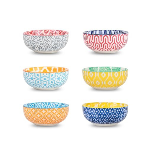 Selamica Ceramic Dipping Bowls Small Dip Bowl 3 inch Soy Sauce Dish Set, 2.7 oz Mini bowl for Side Dish, Appetizers, Sushi, BBQ, Set of 6, Assorted Colors | Amazon (US)