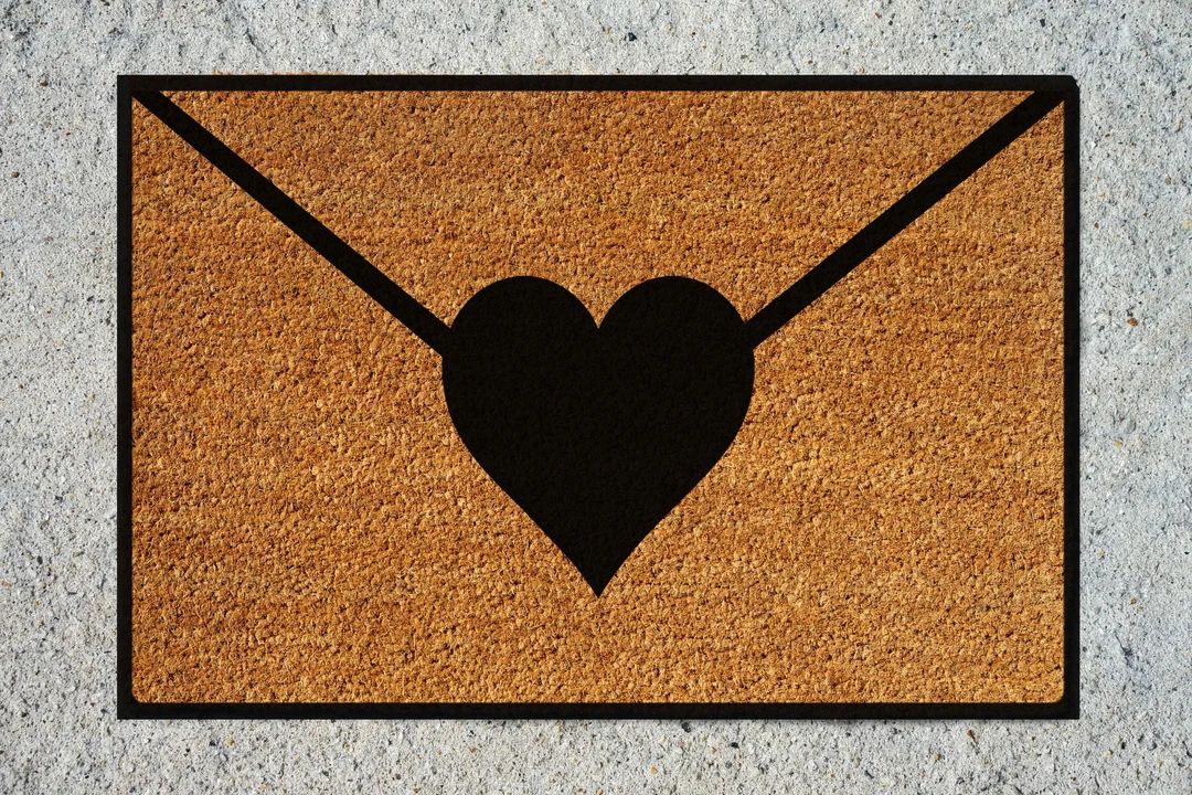 Heart Envelope Doormat | Custom Doormat | Outside Doormat | Welcome Mat | Gift | Valentines Day |... | Etsy (US)