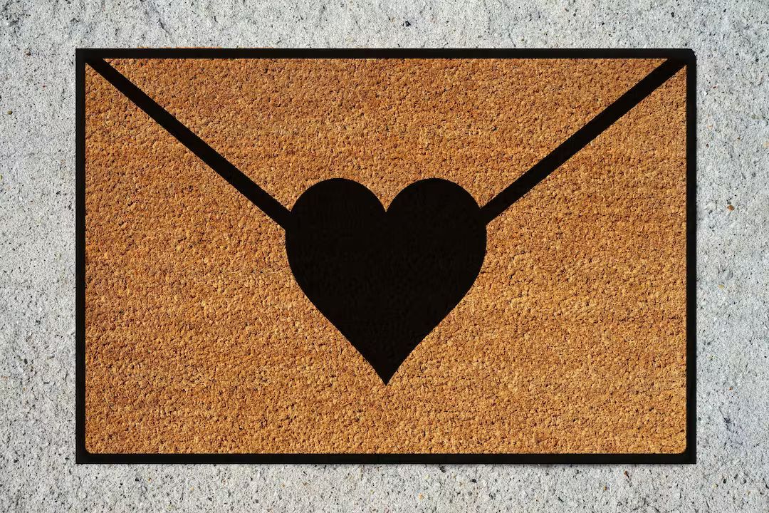 Heart Envelope Doormat | Custom Doormat | Outside Doormat | Welcome Mat | Gift | Valentines Day |... | Etsy (US)