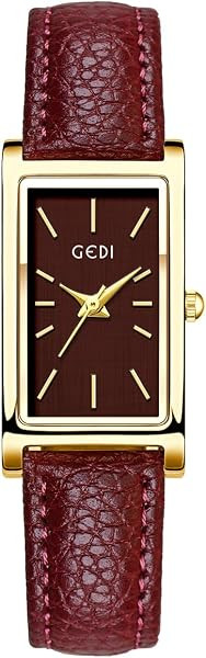 FANMIS Women's Rectangle Watches Leather Strap Quartz Dress Bracelet Watch | Amazon (US)
