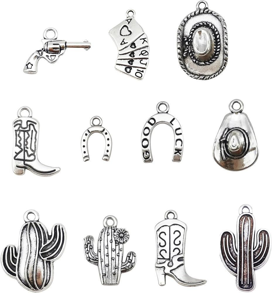 100 Grams Western Cowboy Charms Antique Silver Gold Color Mixed Bulk Alloy Boot Gun Hat Pendants ... | Amazon (US)