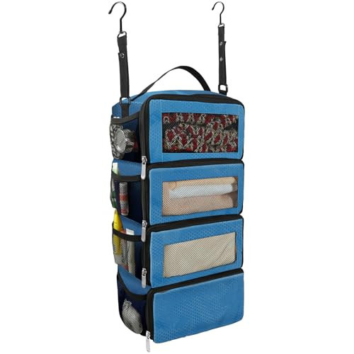Olosar Suitcase Organizer, Travel Luggage Organizer Portable Hanging Travel Shelves Collapsible Hanging Compression Packing Cubes for Carry on Suitcase,Blue | Amazon (US)