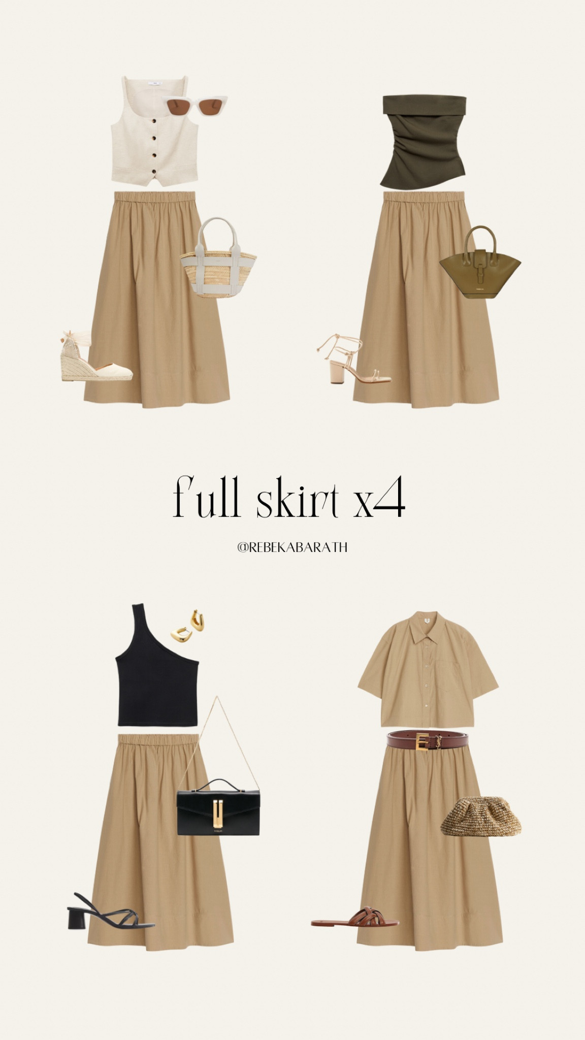4 ways to style a beige full skirt ✨

summer trends | skirt trends | full skirts | skirt styling | style edits | outfit ideas

#LTKShoeCrush #LTKFindsUnder100 #LTKStyleTip