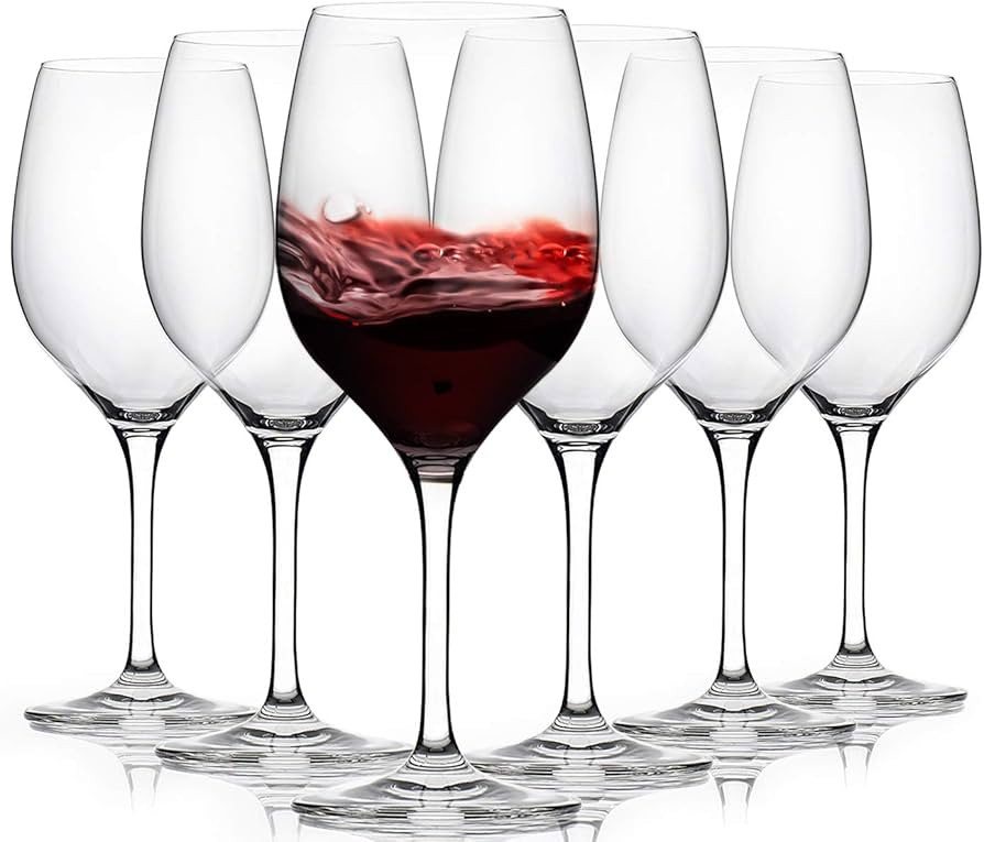FAWLES Crystal Red Wine Glasses Set of 6, 17 Ounce Thin Rim Classic Rounded Bowl Stemmed All-purp... | Amazon (US)