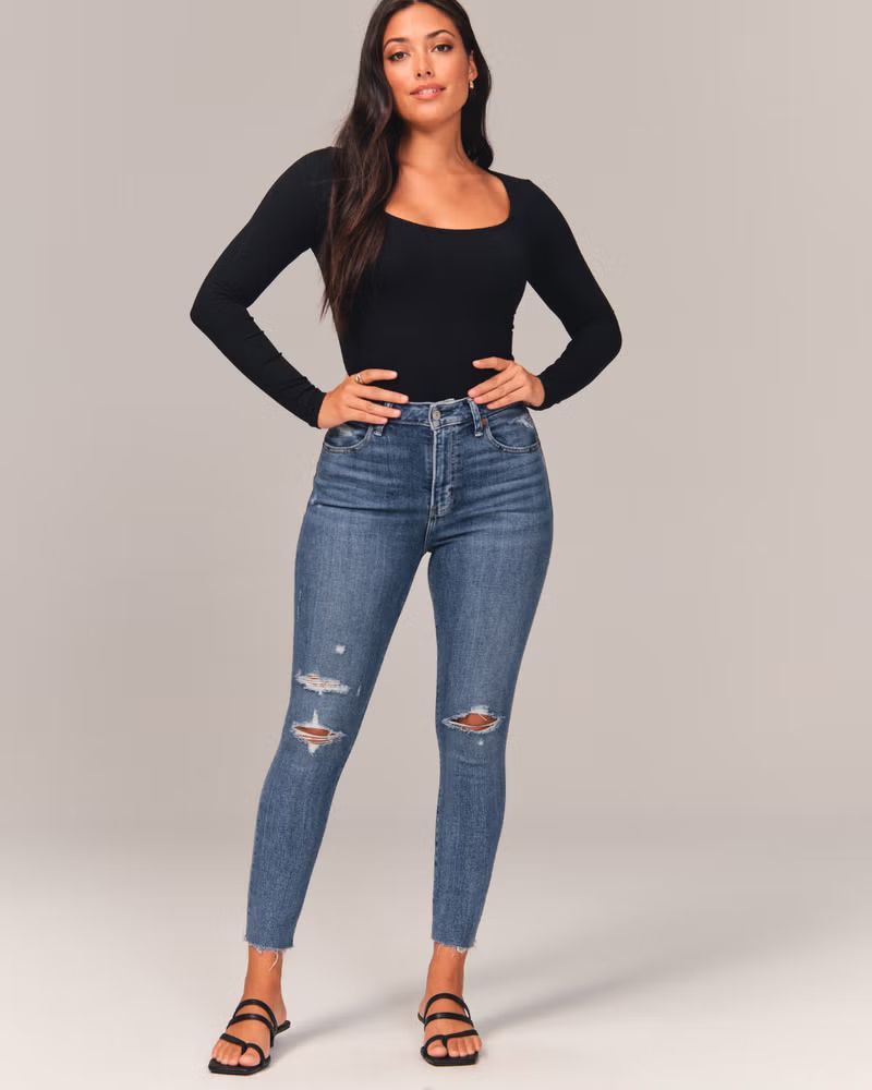 Women's Curve Love High Rise Super Skinny Ankle Jean | Women's Bottoms | Abercrombie.com | Abercrombie & Fitch (US)