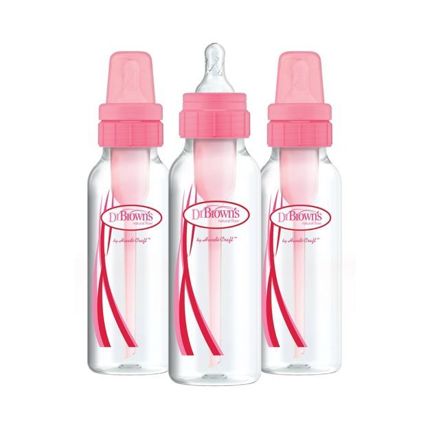 Dr. Brown's Natural Flow Anti-Colic Baby Bottle - Pink - 8oz/3pk | Target