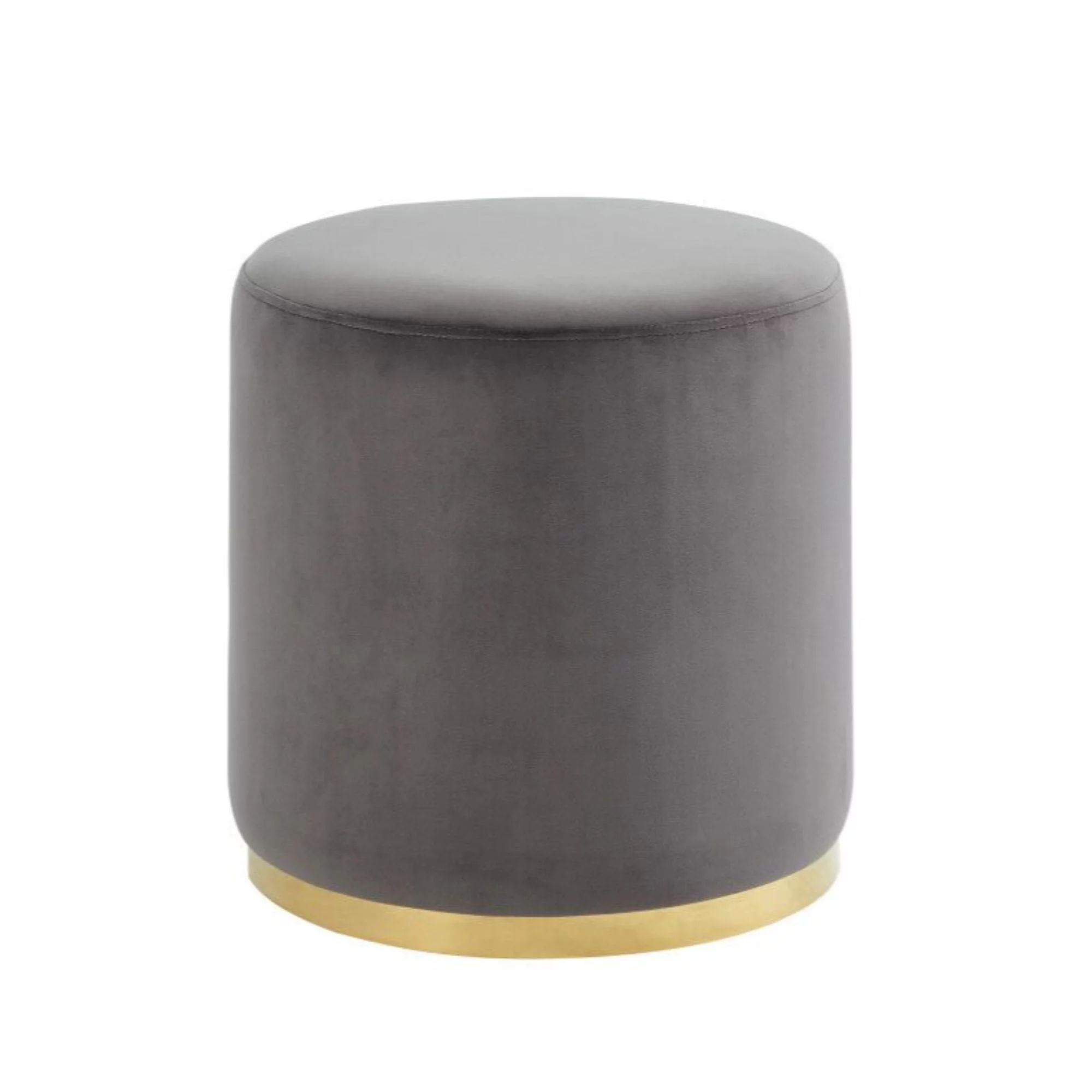 17.5" Gray and Gold Contemporary Velvet Round Ottoman | Walmart (US)